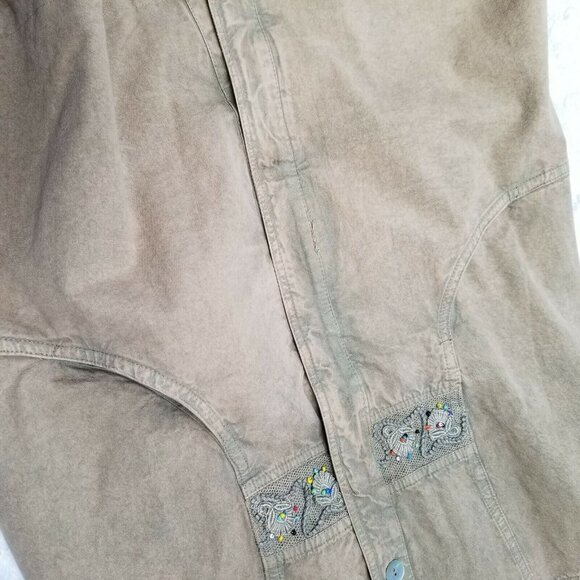 Marilu Womens Cotton Brown Embroidered Jacket Shirt 3/4 Sleeve Made in Italy - Picture 11 of 11